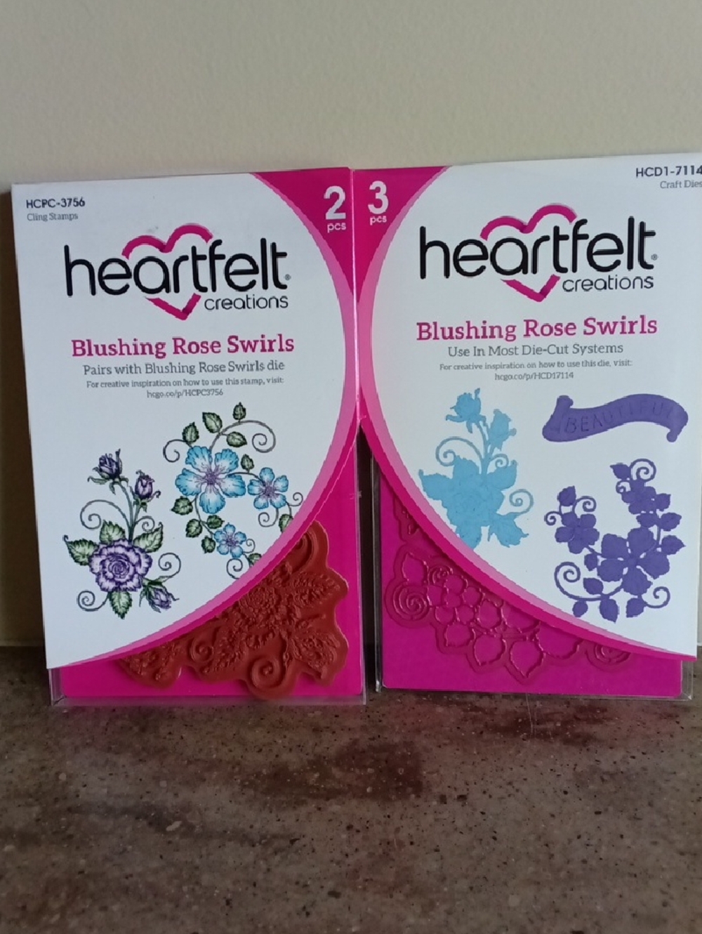 Heartfelt Creations Blushing Rose Swirls Stamp & Die Set NWOT